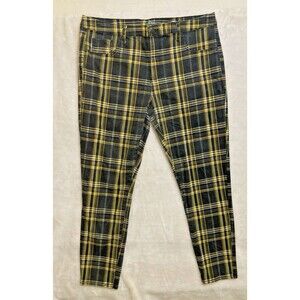 Wild Fable Green Yellow Plaid Stretch Pants  Womens Size 16 35x27 High Rise